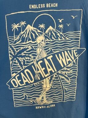 Primark Blue Graphic 'Dead Heat Wave' Short Sleeve Tee